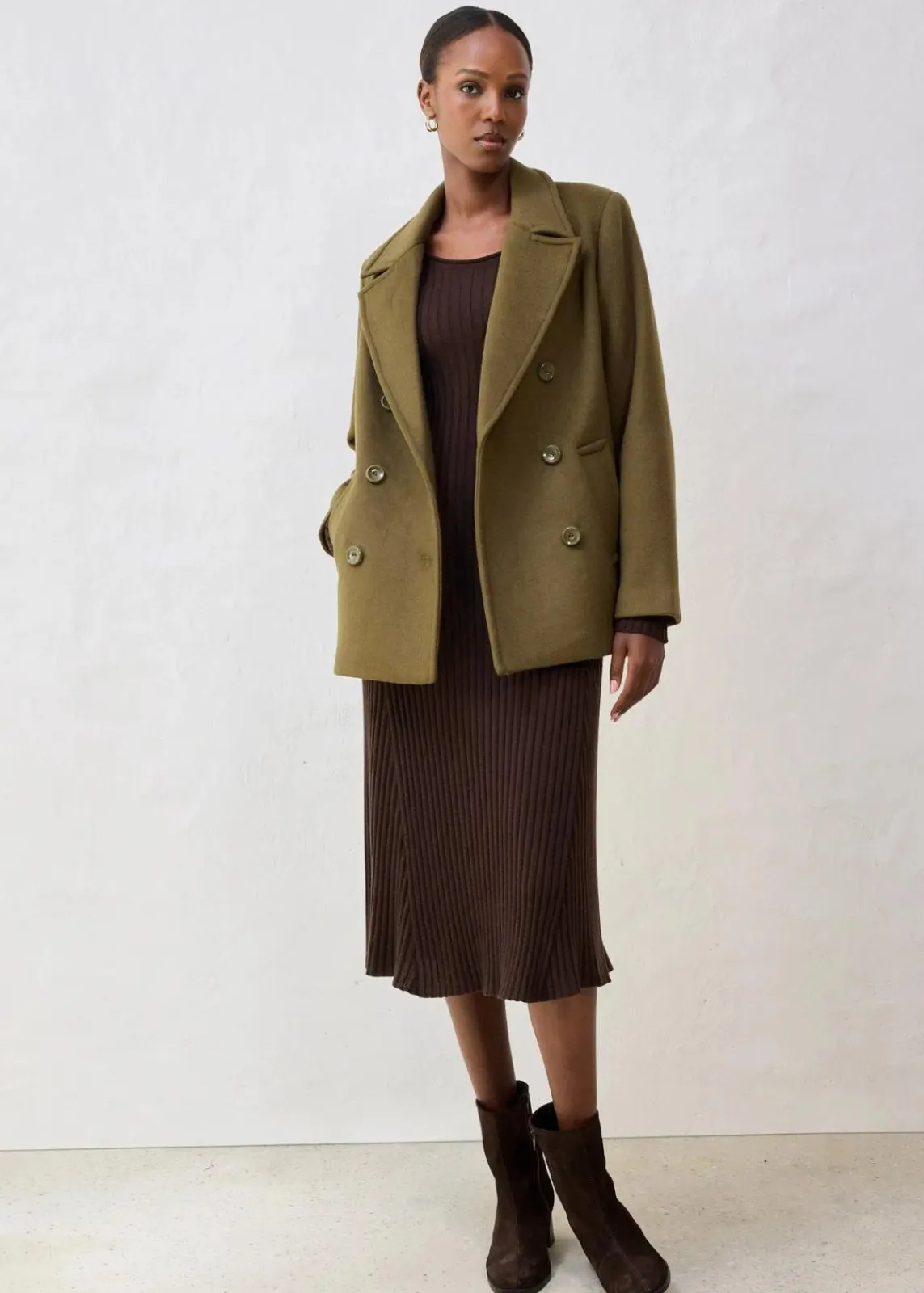 bonprix Premium|Jacken & Mäntel^Cabanjacke aus Wolle erdoliv