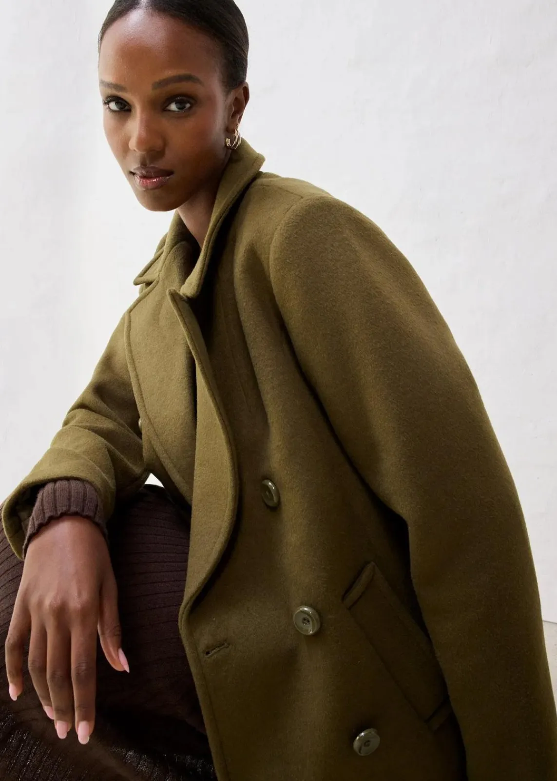 bonprix Premium|Jacken & Mäntel^Cabanjacke aus Wolle erdoliv
