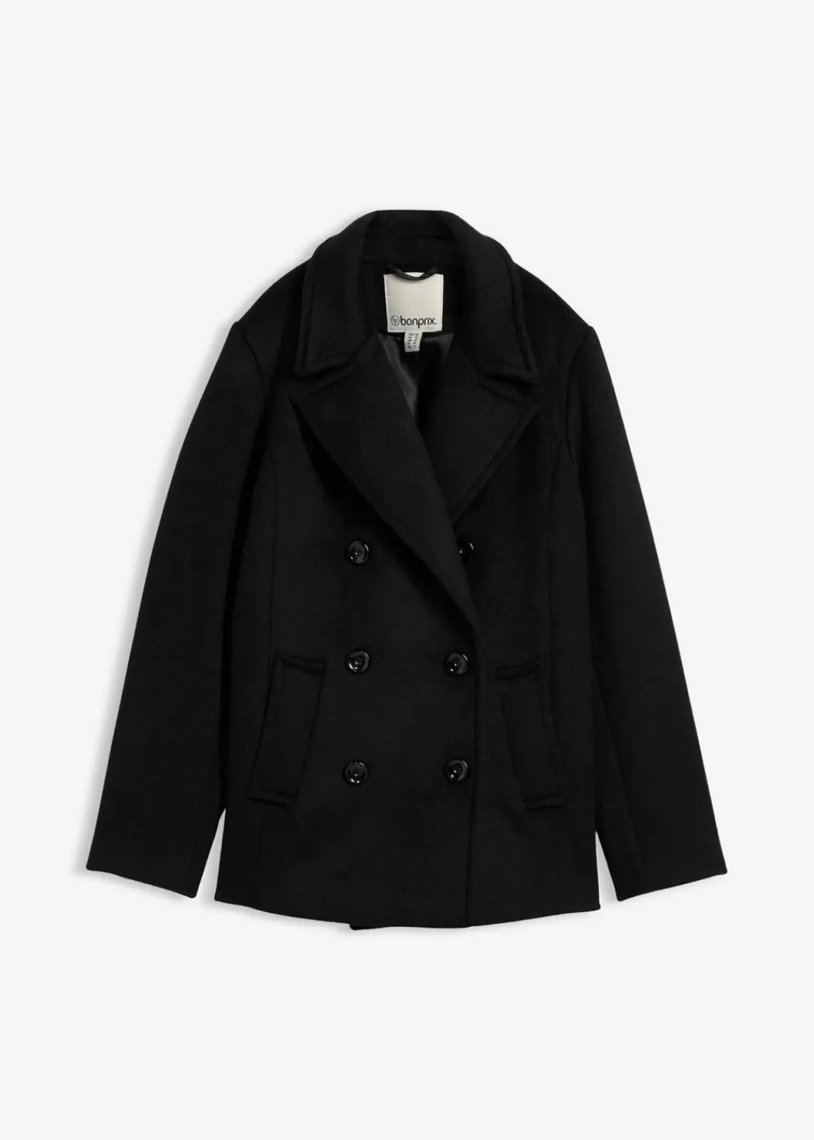 bonprix Bekleidung·Hosen|Nachhaltigere Materialien^Cabanjacke aus Wolle schwarz