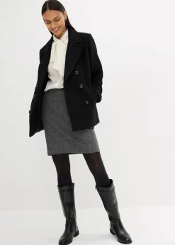 bonprix Bekleidung·Hosen|Nachhaltigere Materialien^Cabanjacke aus Wolle schwarz