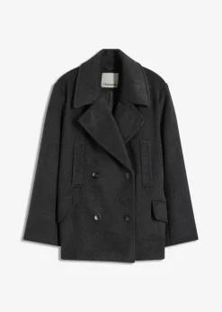 bonprix Jacken & Mäntel|Bekleidung·Hosen^Cabanjacke in Wolloptik schiefergrau meliert