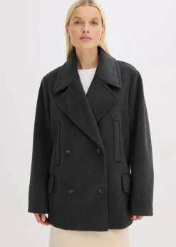 bonprix Jacken & Mäntel|Bekleidung·Hosen^Cabanjacke in Wolloptik schiefergrau meliert