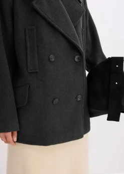 bonprix Jacken & Mäntel|Bekleidung·Hosen^Cabanjacke in Wolloptik schiefergrau meliert