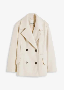 bonprix Bekleidung·Hosen|Jacken & Mäntel^Cabanjacke in Wolloptik kieselbeige meliert