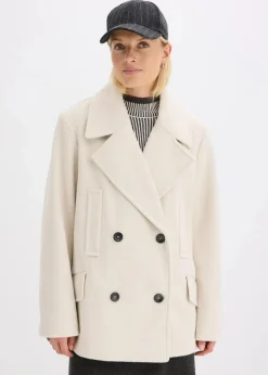 bonprix Bekleidung·Hosen|Jacken & Mäntel^Cabanjacke in Wolloptik kieselbeige meliert