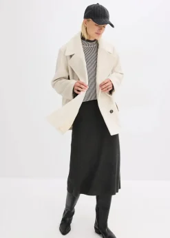 bonprix Bekleidung·Hosen|Jacken & Mäntel^Cabanjacke in Wolloptik kieselbeige meliert