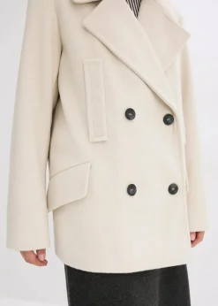 bonprix Bekleidung·Hosen|Jacken & Mäntel^Cabanjacke in Wolloptik kieselbeige meliert