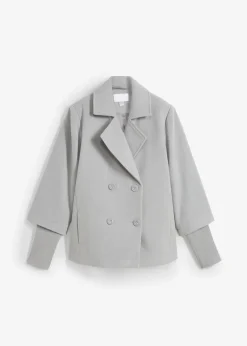bonprix Jacken & Mäntel|Bekleidung·Hosen^Cabanjacke mit Strickärmeln schattengrau