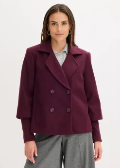 bonprix Jacken & Mäntel|Bekleidung·Hosen^Cabanjacke mit Strickärmeln weinrot