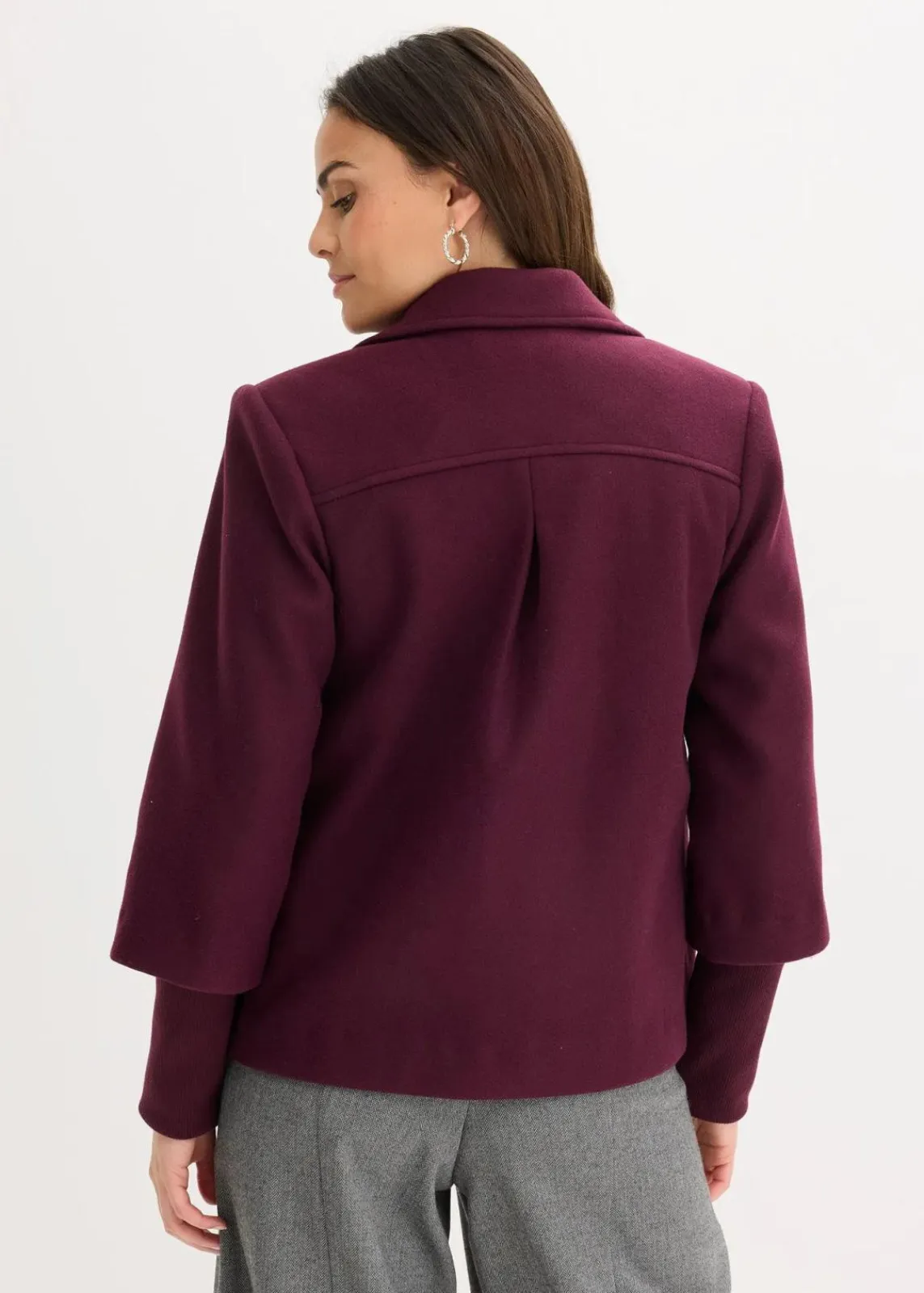bonprix Jacken & Mäntel|Bekleidung·Hosen^Cabanjacke mit Strickärmeln weinrot