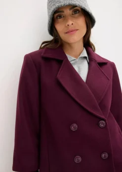bonprix Jacken & Mäntel|Bekleidung·Hosen^Cabanjacke mit Strickärmeln weinrot