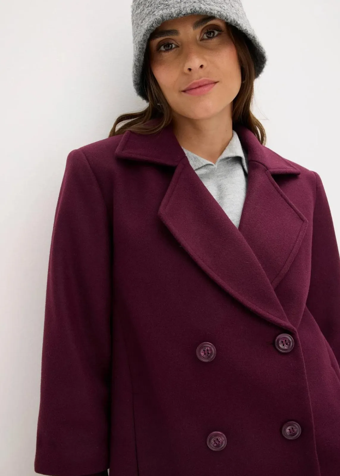 bonprix Jacken & Mäntel|Bekleidung·Hosen^Cabanjacke mit Strickärmeln weinrot