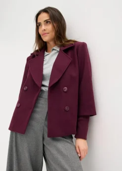 bonprix Jacken & Mäntel|Bekleidung·Hosen^Cabanjacke mit Strickärmeln weinrot
