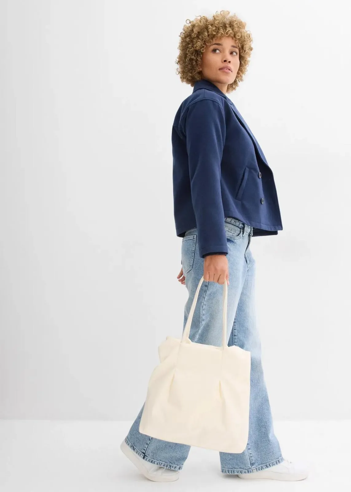 bonprix Jacken & Mäntel|Bekleidung·Hosen^Cabanjacke, Wollimitat dunkelblau