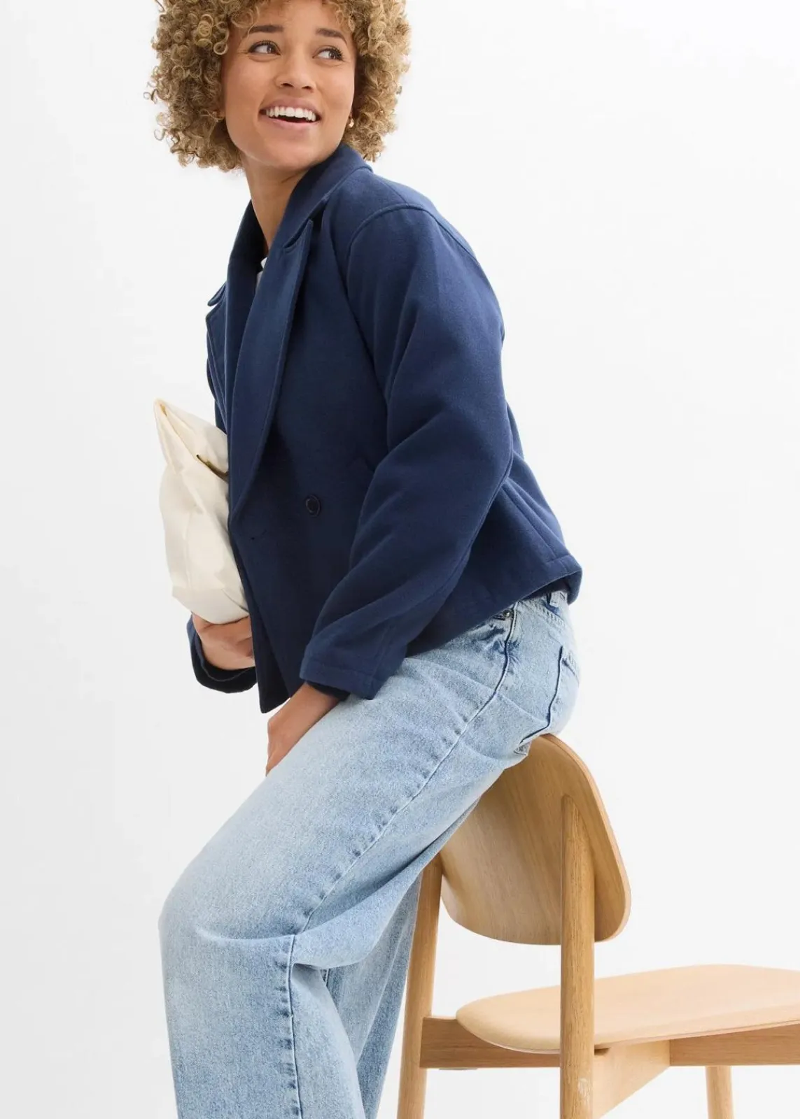 bonprix Jacken & Mäntel|Bekleidung·Hosen^Cabanjacke, Wollimitat dunkelblau
