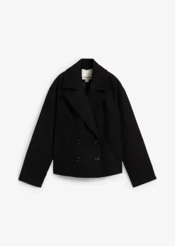 bonprix Jacken & Mäntel|Bekleidung·Hosen^Cabanjacke, Wollimitat schwarz