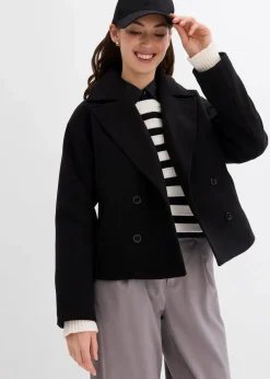 bonprix Jacken & Mäntel|Bekleidung·Hosen^Cabanjacke, Wollimitat schwarz