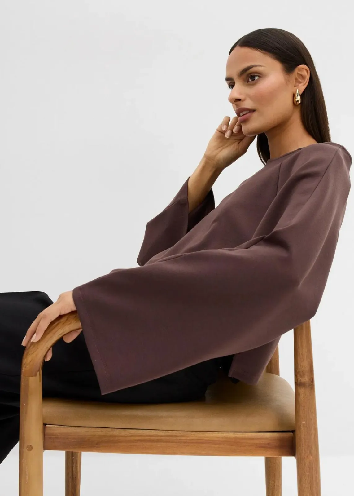 bonprix Shirts & Tops^Cape-Langarmshirt dunkelbraun