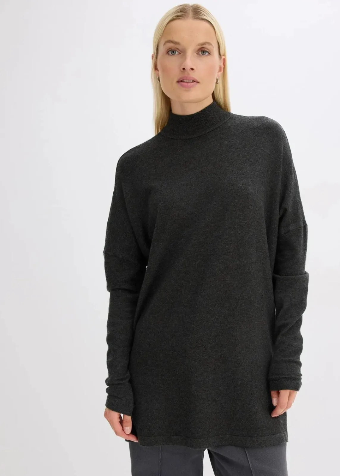bonprix Pullover & Strickjacken|Strickmode^Cape-Pullover aus aus softem Viskose-Mix anthrazit meliert meliert