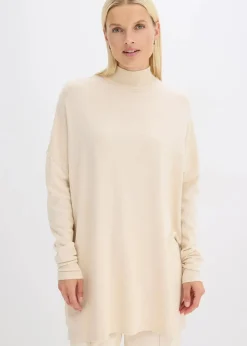 bonprix Strickmode|Pullover & Strickjacken^Cape-Pullover aus aus softem Viskose-Mix kieselbeige meliert