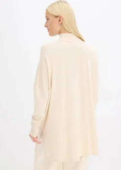bonprix Strickmode|Pullover & Strickjacken^Cape-Pullover aus aus softem Viskose-Mix kieselbeige meliert
