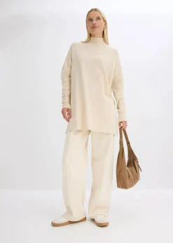 bonprix Strickmode|Pullover & Strickjacken^Cape-Pullover aus aus softem Viskose-Mix kieselbeige meliert