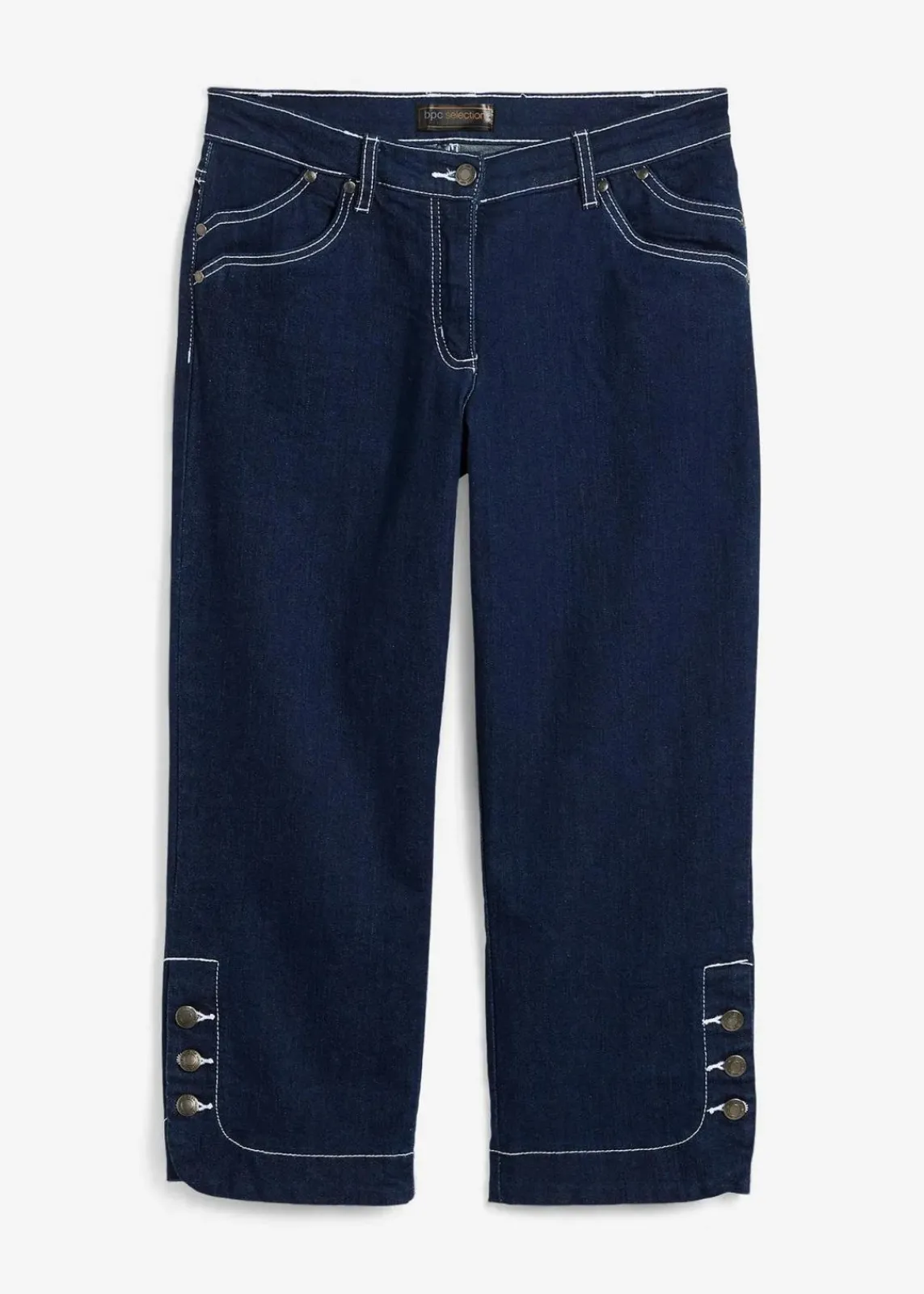 bonprix Bekleidung·Shirts & Tops|Jeans^Capri Jeans Mid Waist darkblue stone