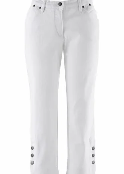 bonprix Jeans|Bekleidung·Shirts & Tops^Capri Jeans Mid Waist white denim