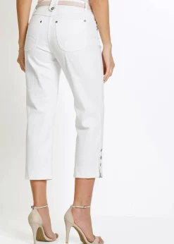 bonprix Jeans|Bekleidung·Shirts & Tops^Capri Jeans Mid Waist white denim