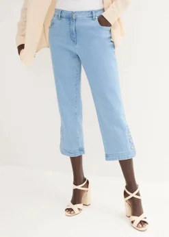 bonprix Jeans|Bekleidung·Shirts & Tops^Capri Jeans Mid Waist blue bleached