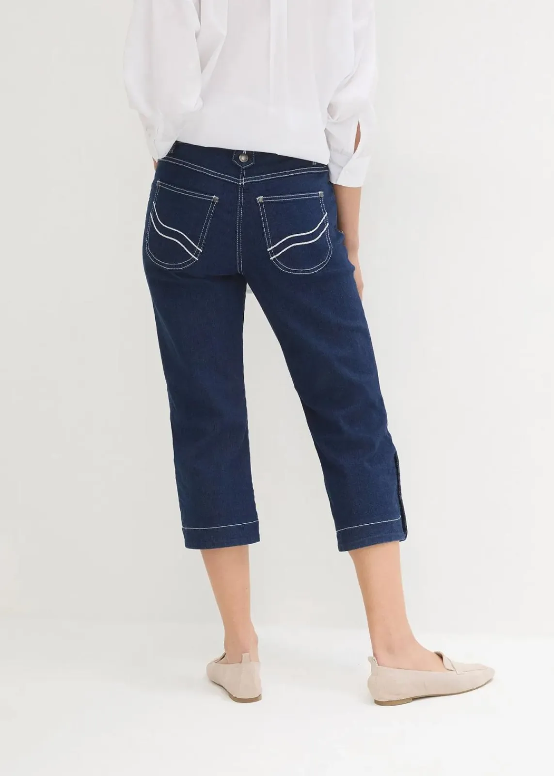 bonprix Jeans|Bekleidung·Shirts & Tops^Capri Jeans Mid Waist blue stone