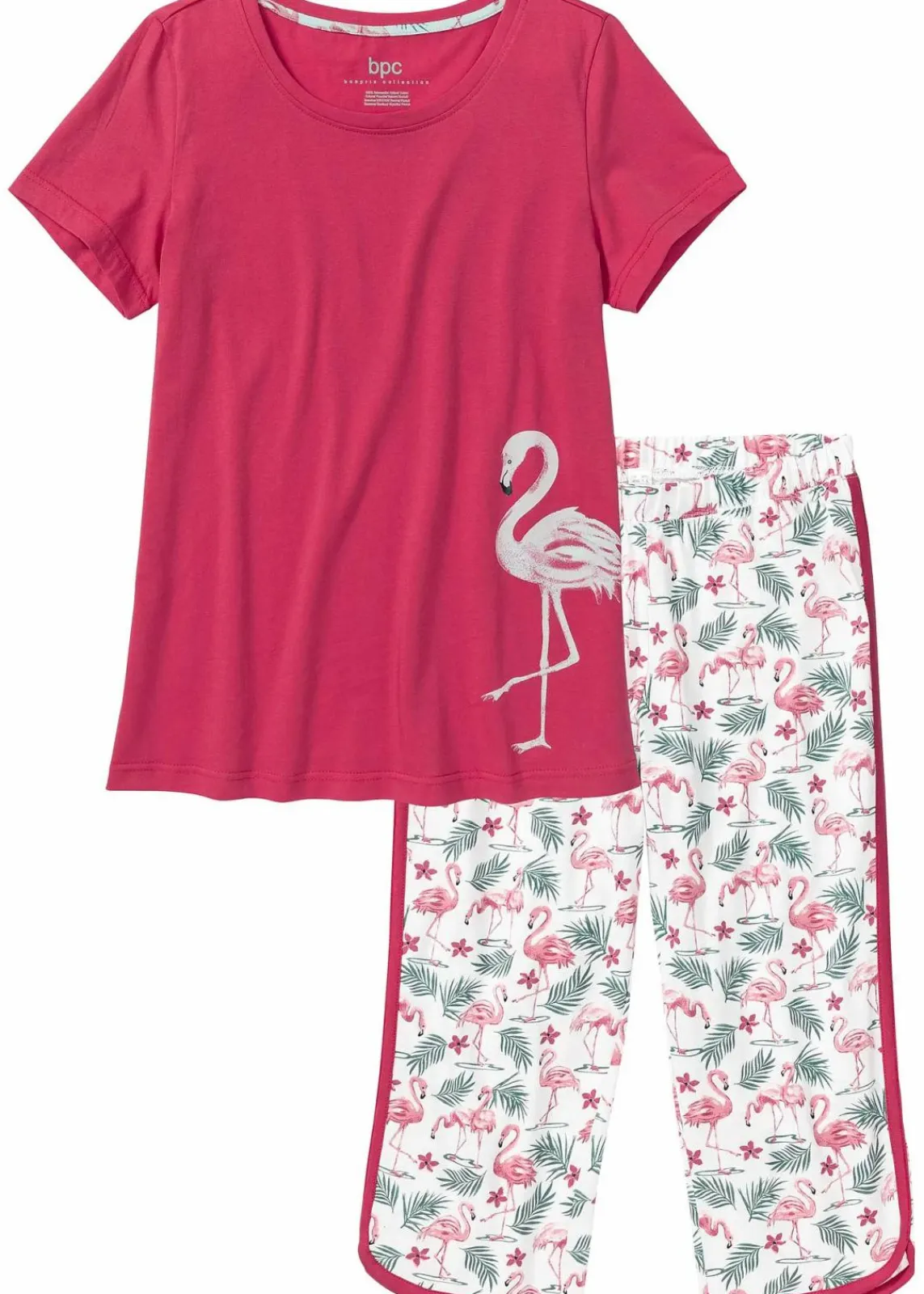 bonprix Nachtwäsche^Capri Pyjama aus reiner Baumwolle granatapfelrot bedruckt