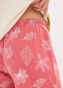 bonprix Nachhaltigere Materialien|Nachtwäsche^Capri Pyjama aus reiner Bio-Baumwolle wollweiß/rauchhimbeere bedruckt