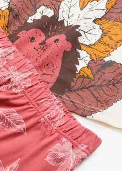 bonprix Nachhaltigere Materialien|Nachtwäsche^Capri Pyjama aus reiner Bio-Baumwolle wollweiß/rauchhimbeere bedruckt