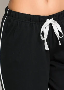 bonprix Nachhaltigere Materialien|Nachtwäsche^Capri Pyjama aus reiner Bio-Baumwolle schwarz/weiß
