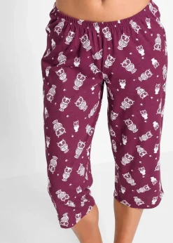 bonprix Wäsche·Nachtwäsche|Nachtwäsche^Capri Pyjama mit kurzen Ärmeln beere/weiß