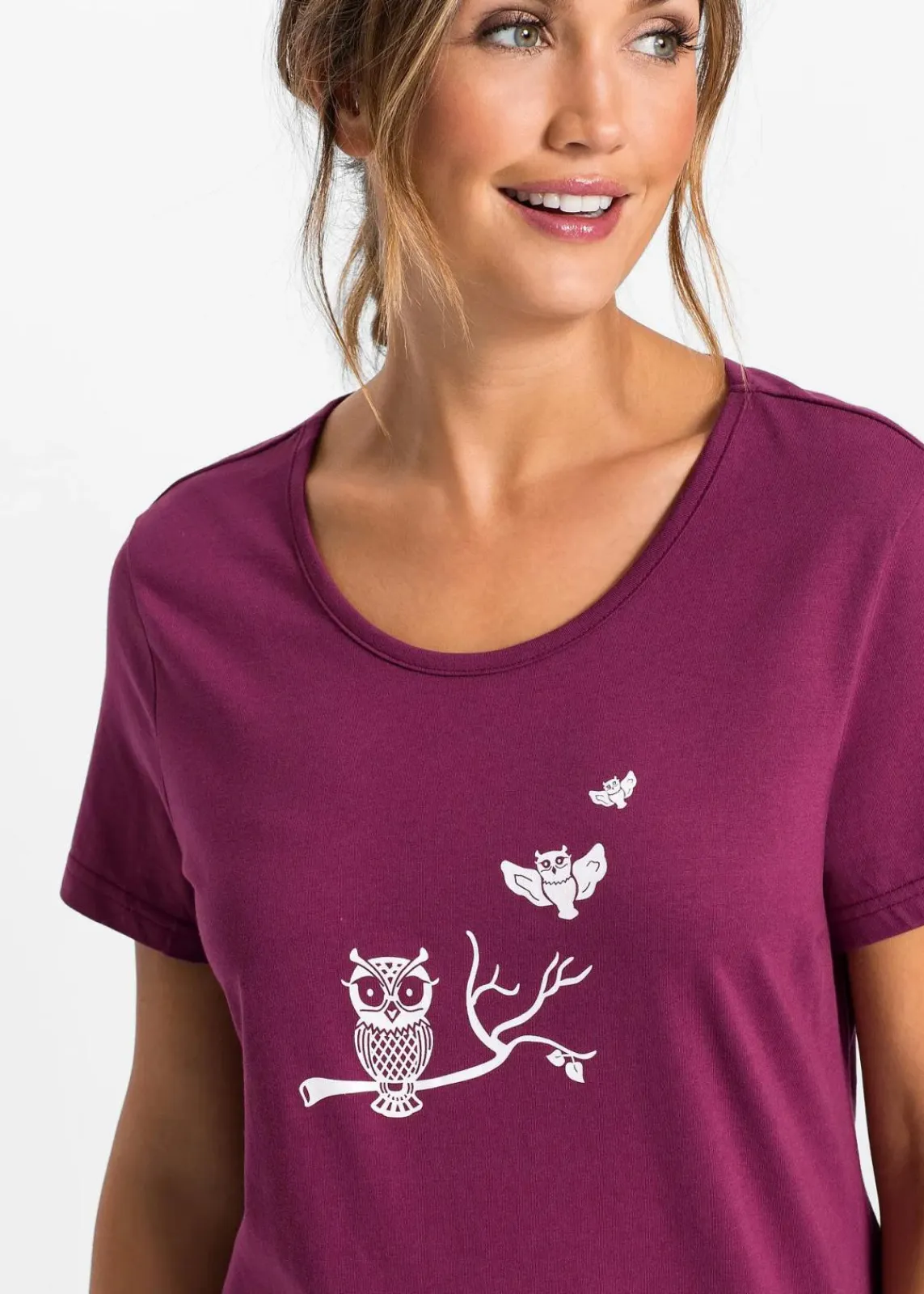 bonprix Wäsche·Nachtwäsche|Nachtwäsche^Capri Pyjama mit kurzen Ärmeln beere/weiß