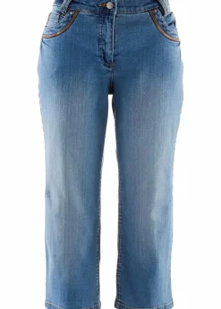 bonprix Bekleidung·Shirts & Tops|Jeans^Capri Slim Fit Jeans, Mid Waist blue stone