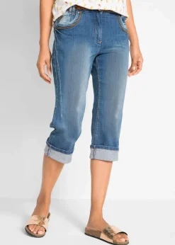 bonprix Bekleidung·Shirts & Tops|Jeans^Capri Slim Fit Jeans, Mid Waist blue stone
