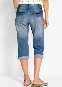 bonprix Bekleidung·Shirts & Tops|Jeans^Capri Slim Fit Jeans, Mid Waist blue stone