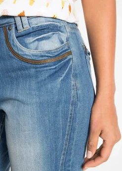 bonprix Bekleidung·Shirts & Tops|Jeans^Capri Slim Fit Jeans, Mid Waist blue stone