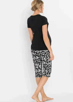 bonprix Wäsche·Still- & Umstandswäsche|Wäsche·Nachtwäsche^Capri Still Pyjama mit Bio-Baumwolle schwarz bedruckt