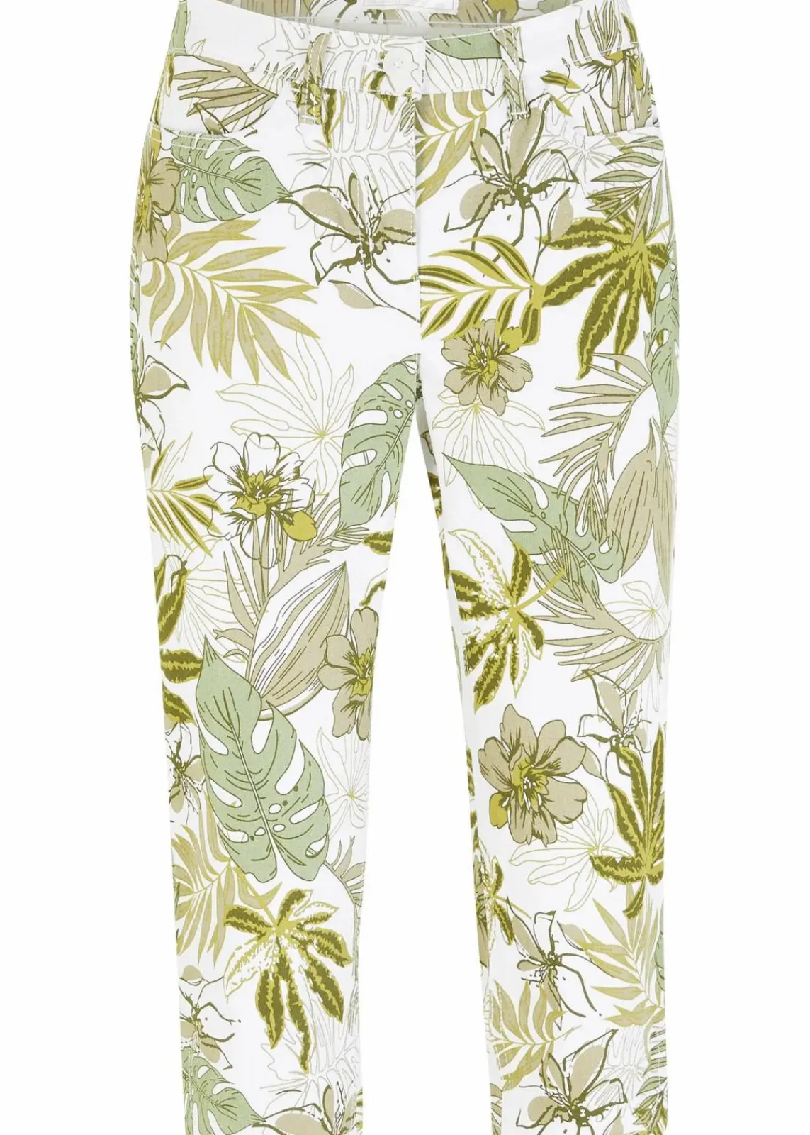 bonprix Bekleidung·Kleider|Hosen^Capri-Hose piniengrün/weiß floral