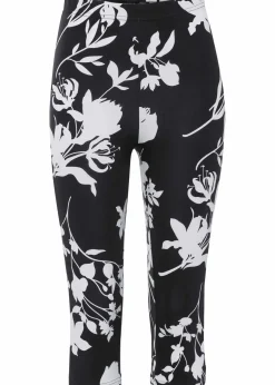 bonprix Hosen^Capri-Hose schwarz/wollweiß geblümt