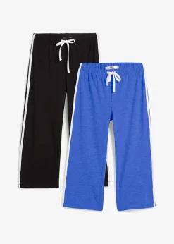 bonprix Hosen|Sportbekleidung^Capri-Hose aus Baumwolle mit Stretch (2er Pack) edelsteinblau + schwarz