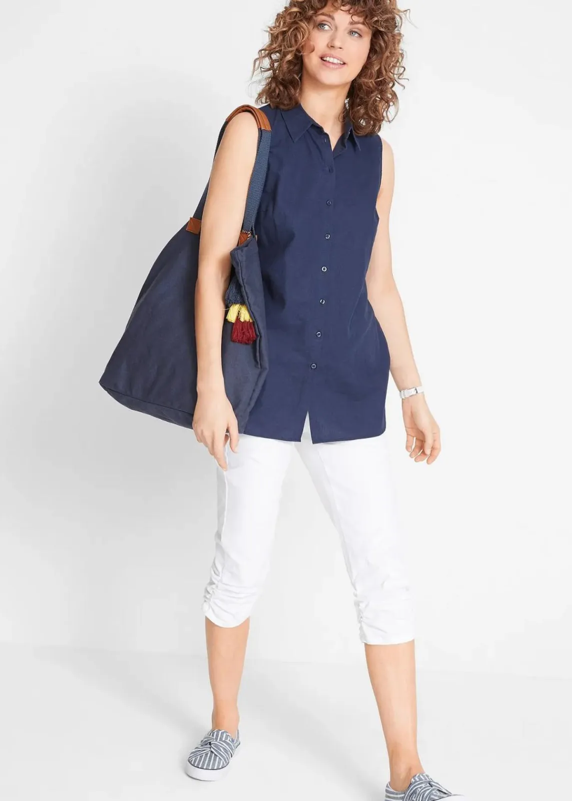 bonprix Hosen|Bekleidung·Kleider^Capri-Hose aus Baumwoll-Mix weiß