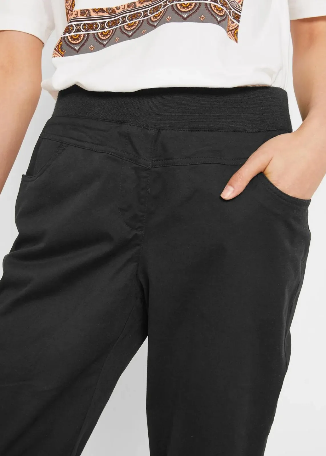 bonprix Bekleidung·Kleider|Hosen^Capri-Hose aus Baumwoll-Mix schwarz