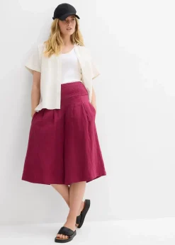 bonprix Hosen|Bekleidung·Kleider^Capri-Hose aus softem Musselin rhododendronrot