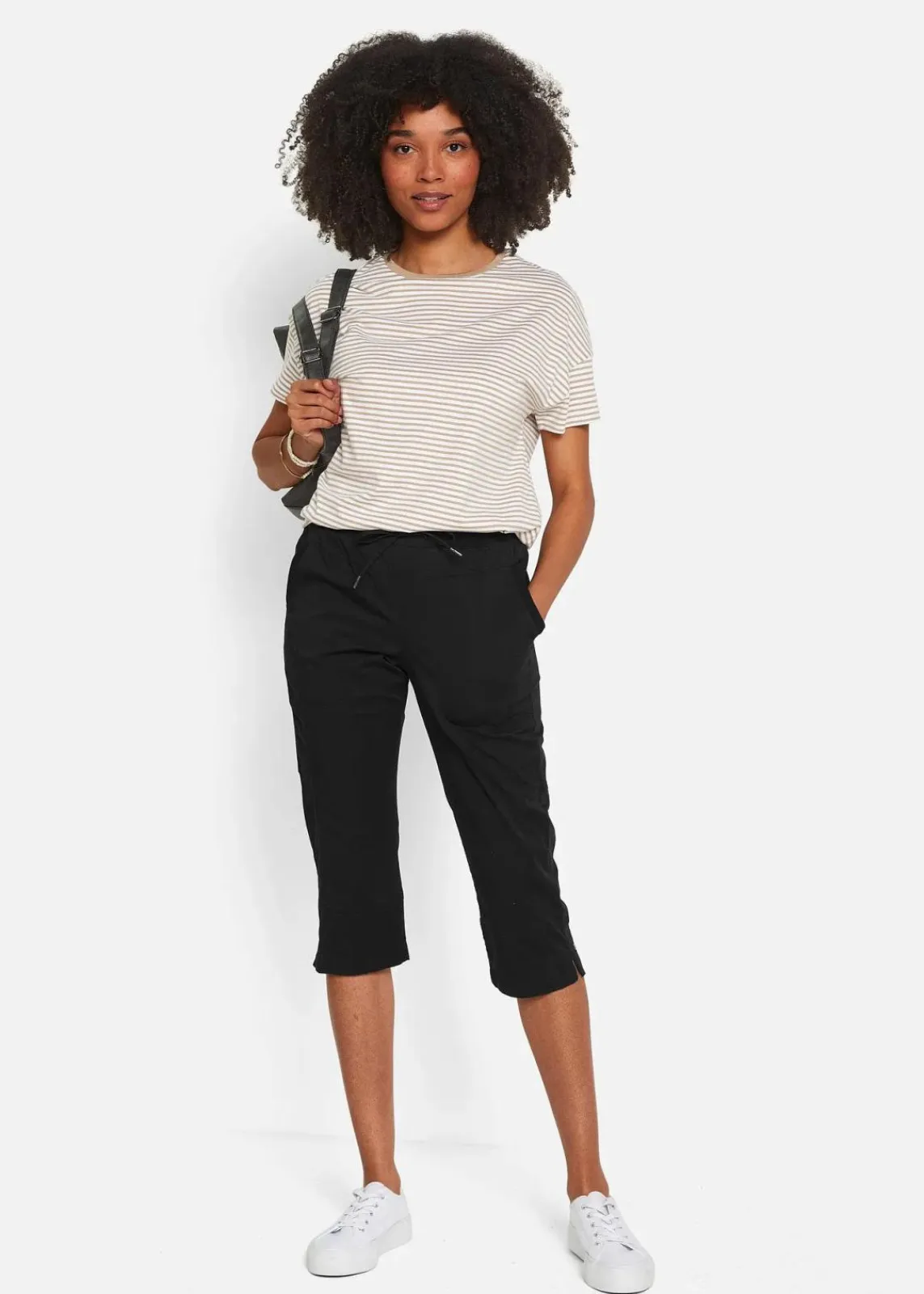 bonprix Bekleidung·Kleider|Hosen^Caprihose mit Bindeband schwarz