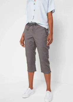 bonprix Hosen|Bekleidung·Kleider^Caprihose mit Bindeband rauchgrau